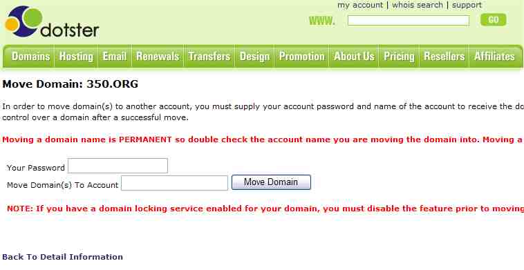 Enter your password and the account name to transfer into
