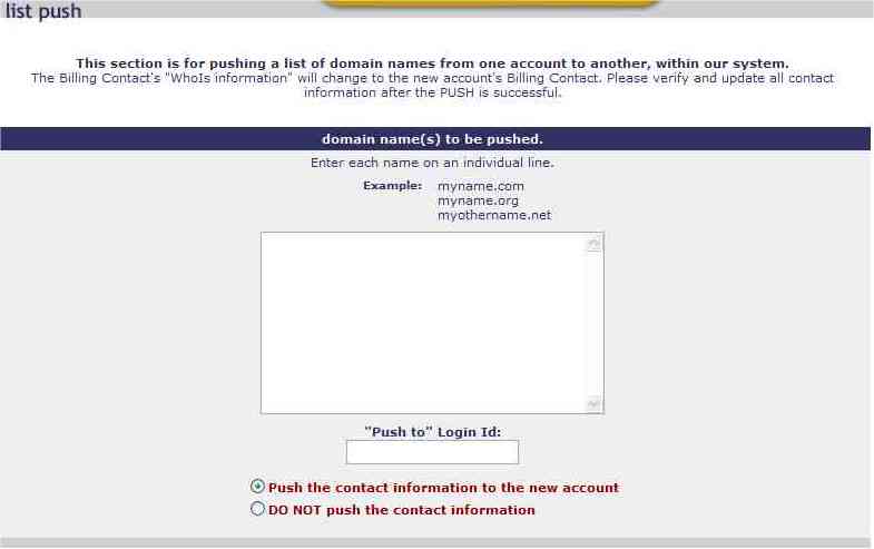 Enter a List of domains to push