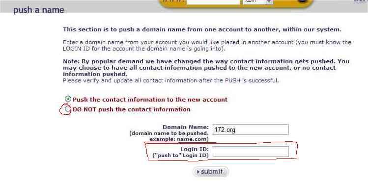 Push the name to another account.